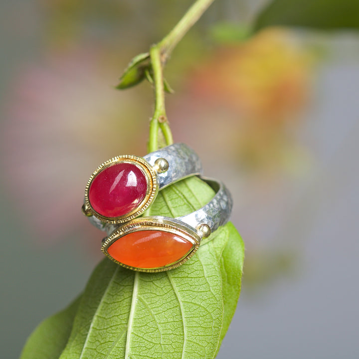 Carnelian Cat Eye Ring 05918 - Ormachea Jewelry