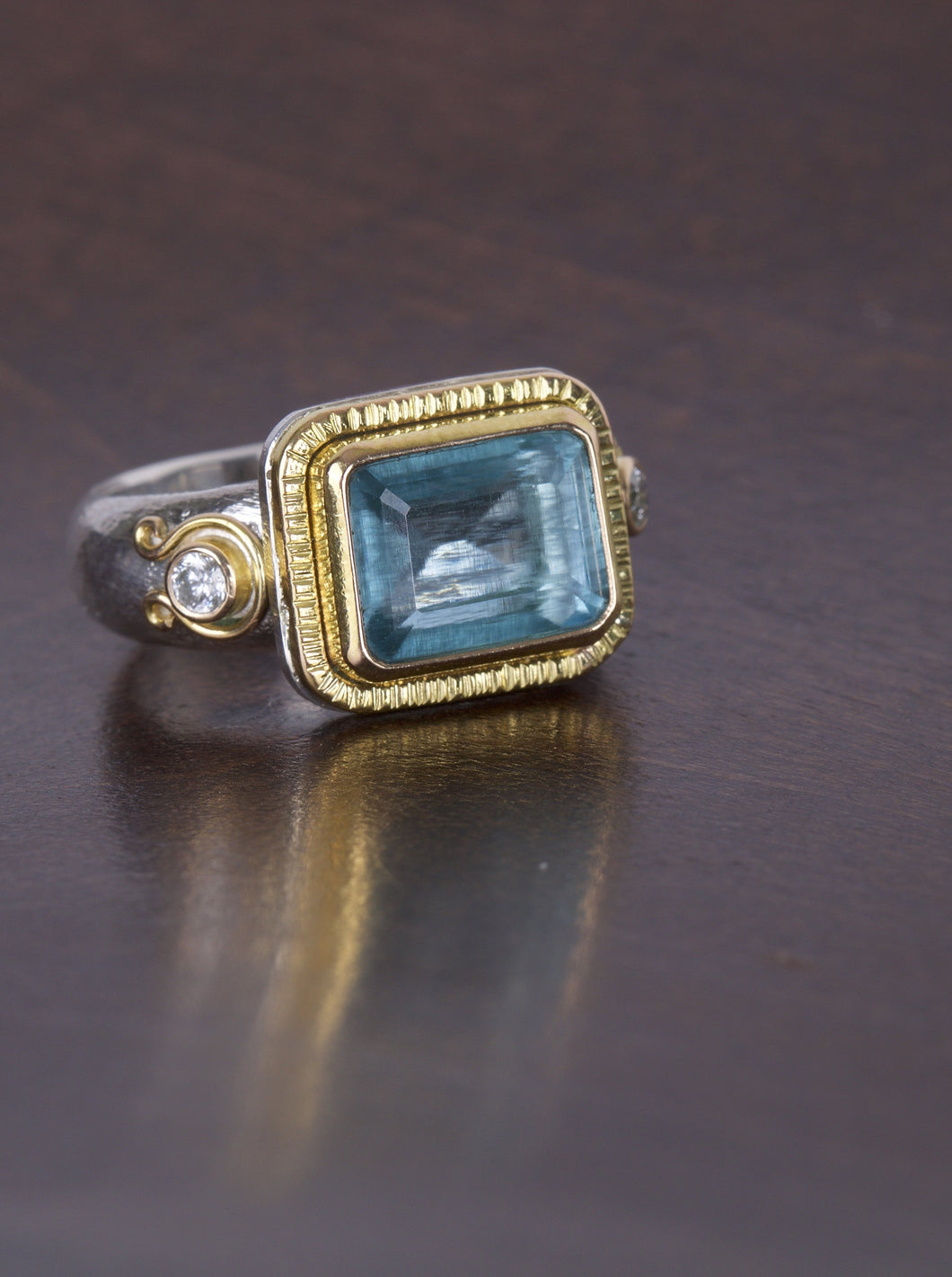Aquamarine and Gold Ring 05518 - Ormachea Jewelry