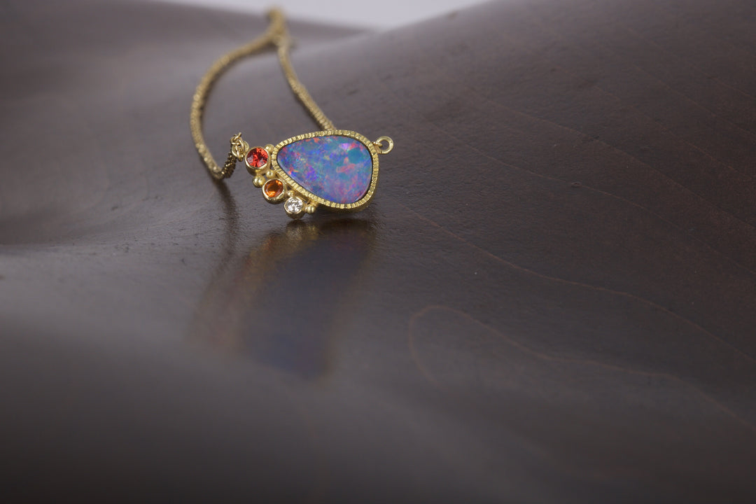 Opal and Sapphire Necklace 05499 - Ormachea Jewelry