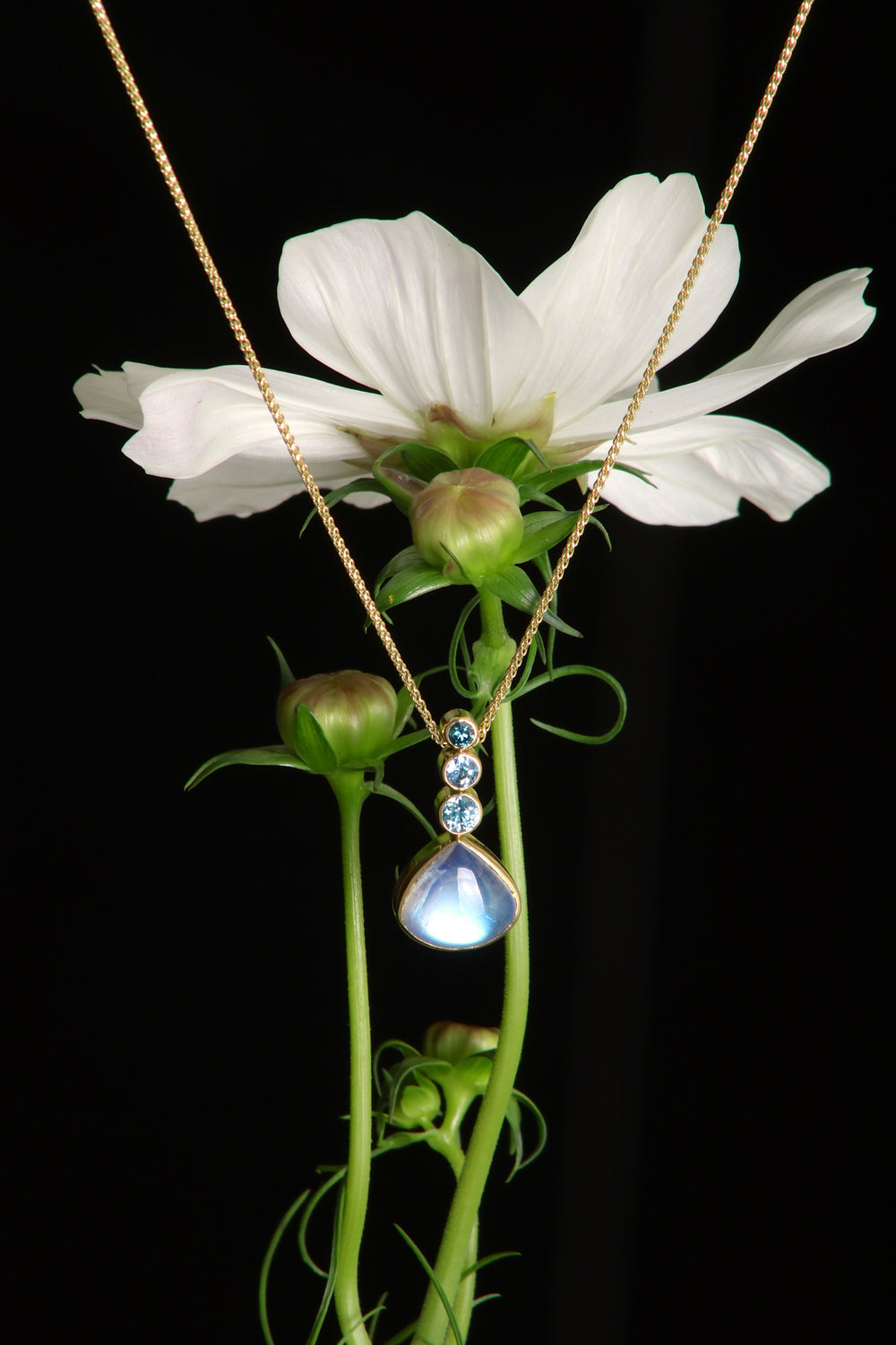 Moonstone Drop Necklace (08644) - Ormachea Jewelry