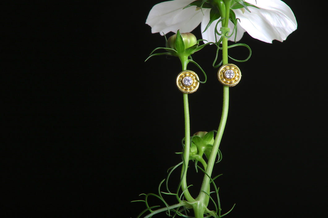 Granulated Diamond Stud Earrings (08701) - Ormachea Jewelry