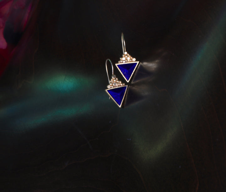 Pyramid Lapis Earrings 07083 - Ormachea Jewelry