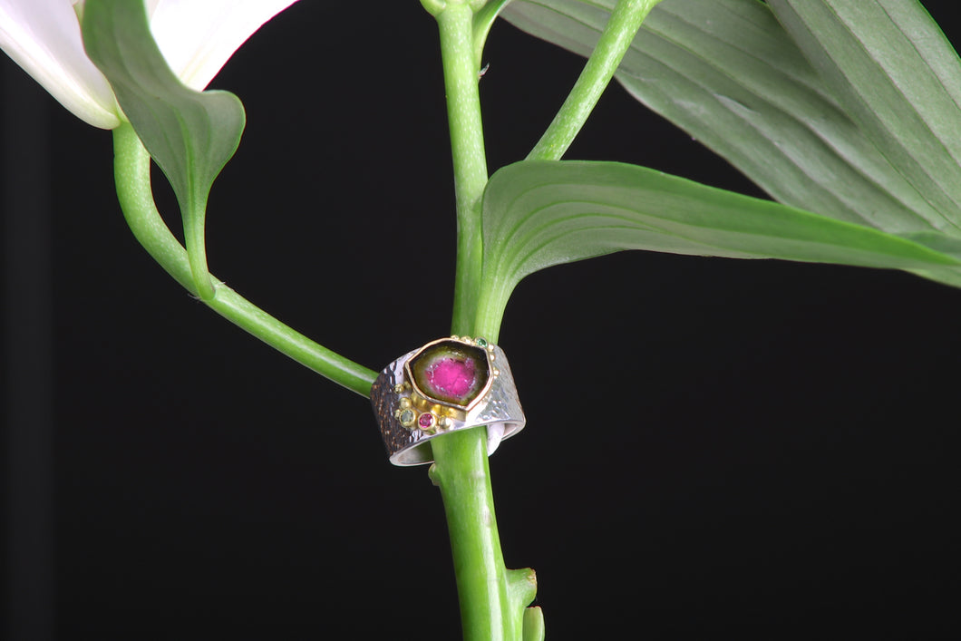 Watermelon Tourmaline Double Accented (08630) - Ormachea Jewelry