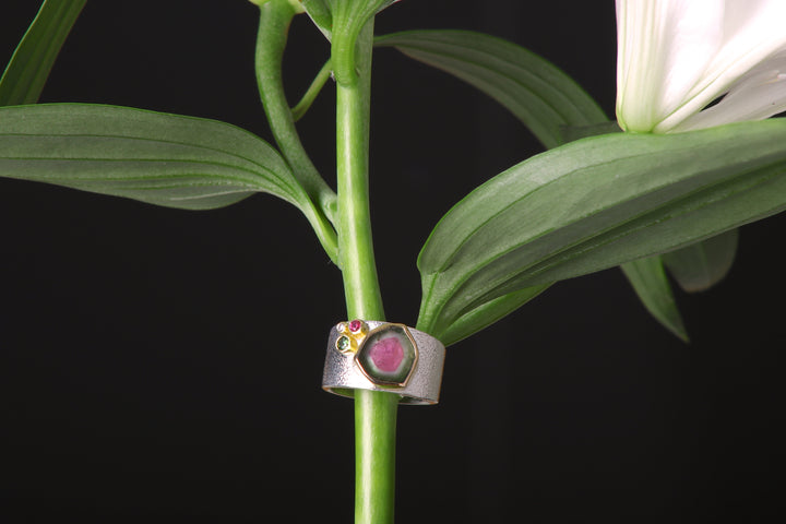 Watermelon Tourmaline Ring (08629) - Ormachea Jewelry