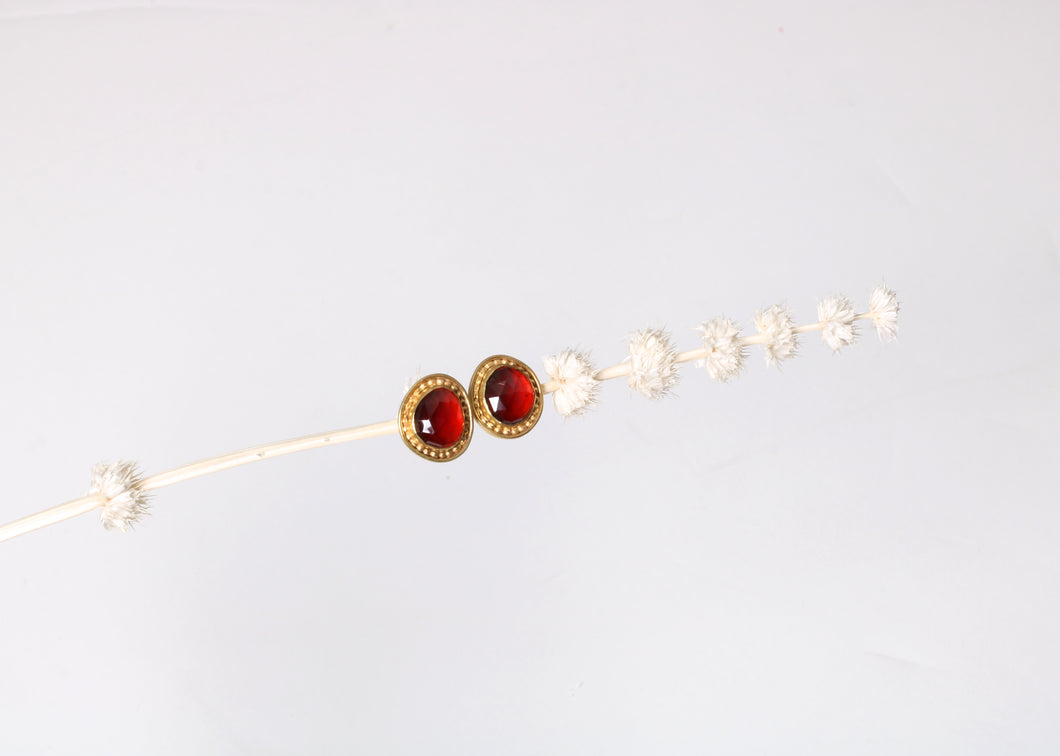 Hessonite Garnet Stud Earrings (07904) - Ormachea Jewelry