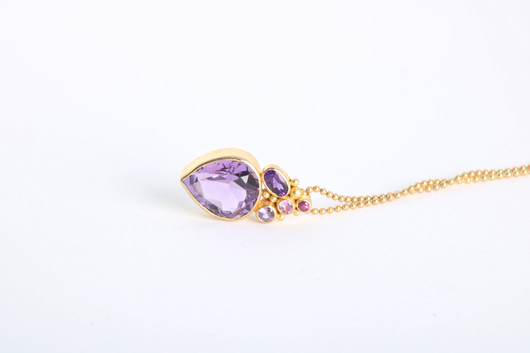 Amethyst and Sapphire Drop Pendant - Ormachea Jewelry