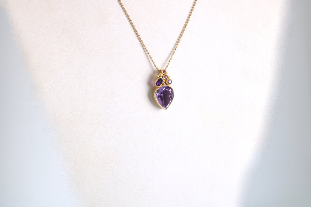 Amethyst and Sapphire Drop Pendant - Ormachea Jewelry