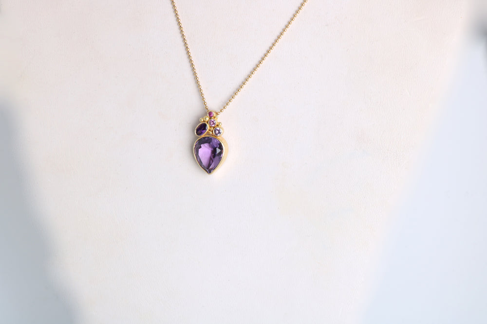 Amethyst and Sapphire Drop Pendant - Ormachea Jewelry