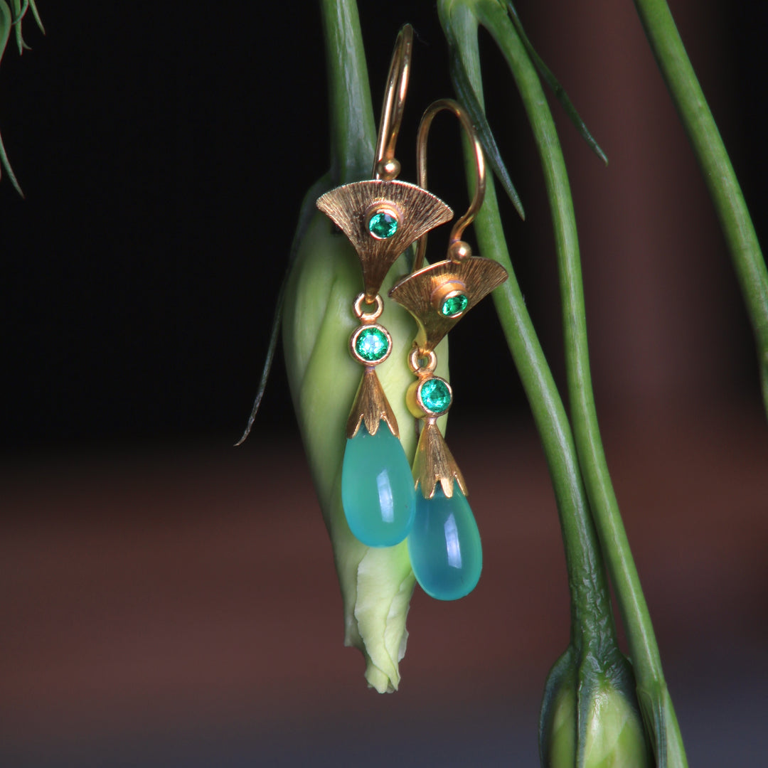 Chrysoprase Drop Earrings 07091 - Ormachea Jewelry