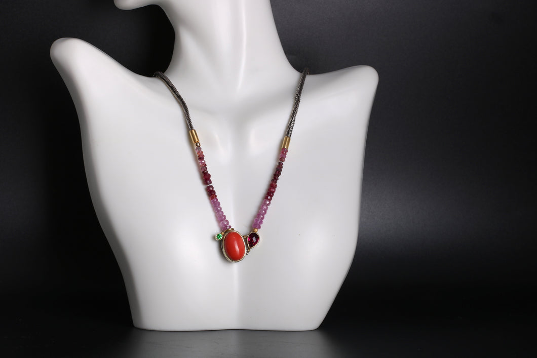 Coral Beaded Necklace (07874) - Ormachea Jewelry