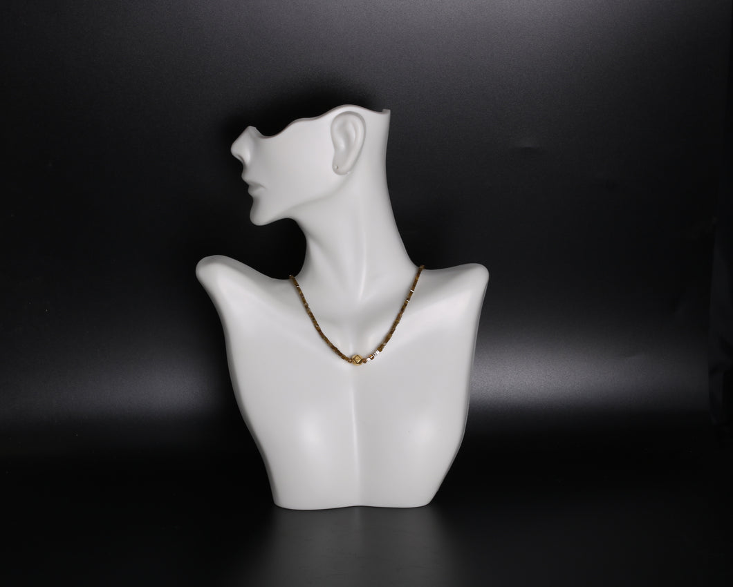 Yellow Diamond Beaded Necklace (08035) - Ormachea Jewelry