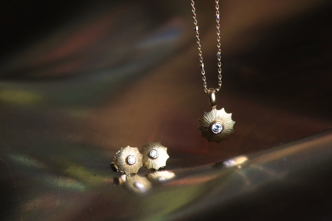 Sun Charm and Diamond Pendant 07198 - Ormachea Jewelry