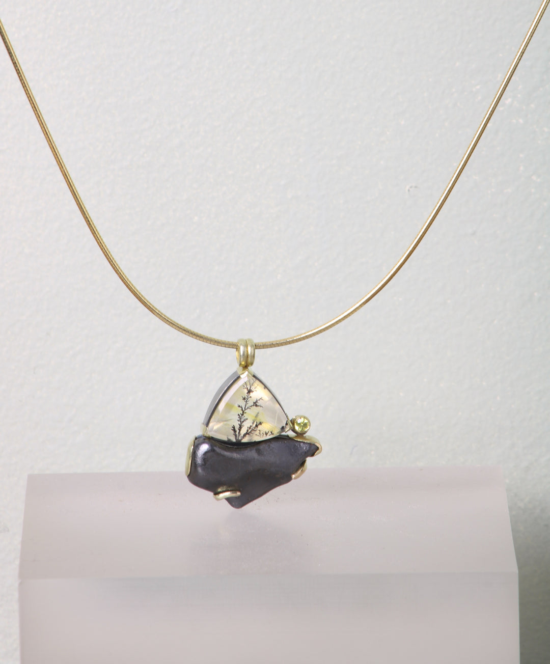 Meteorite and Quartz Pendant (08811) - Ormachea Jewelry