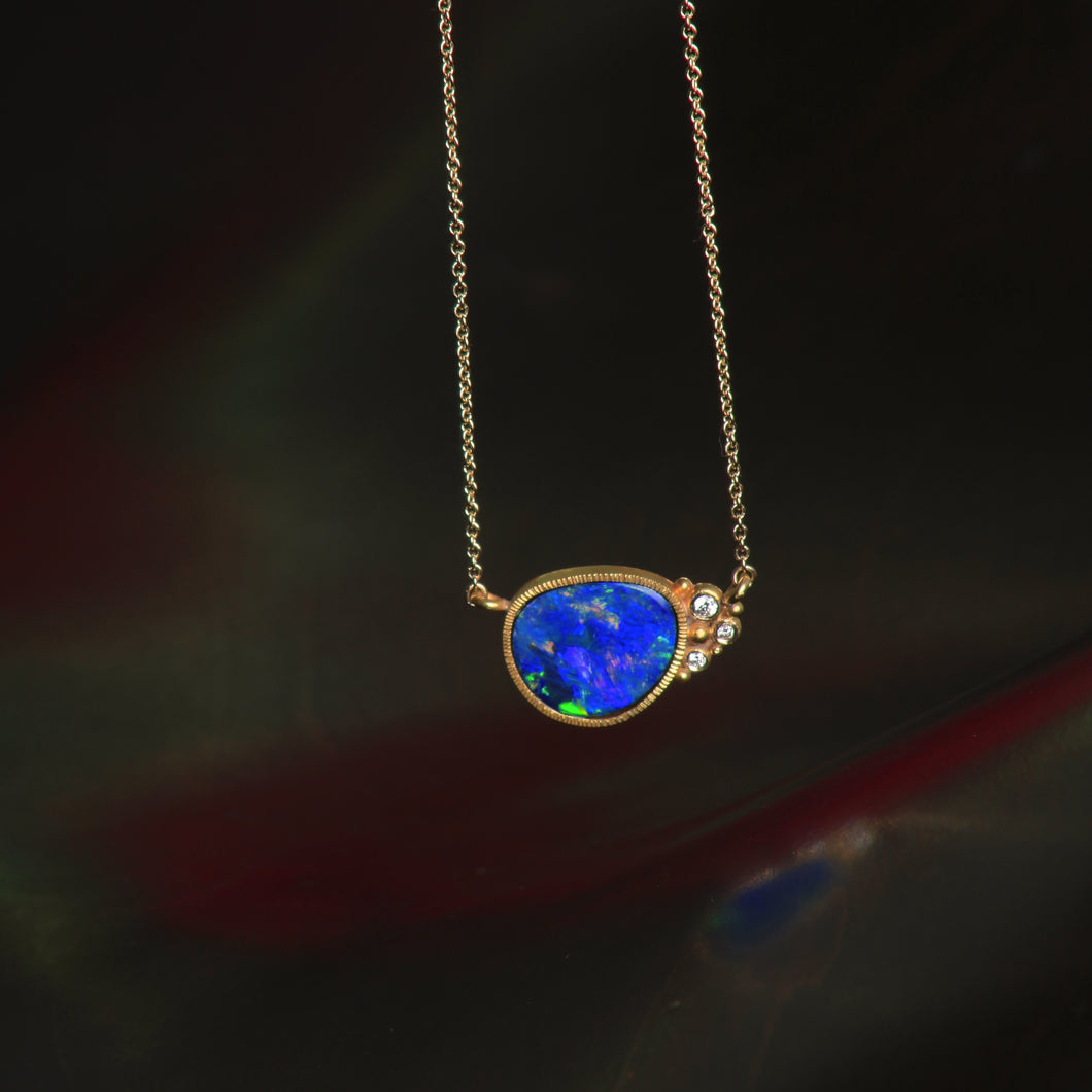 Opal and Diamond Necklace 07209 - Ormachea Jewelry