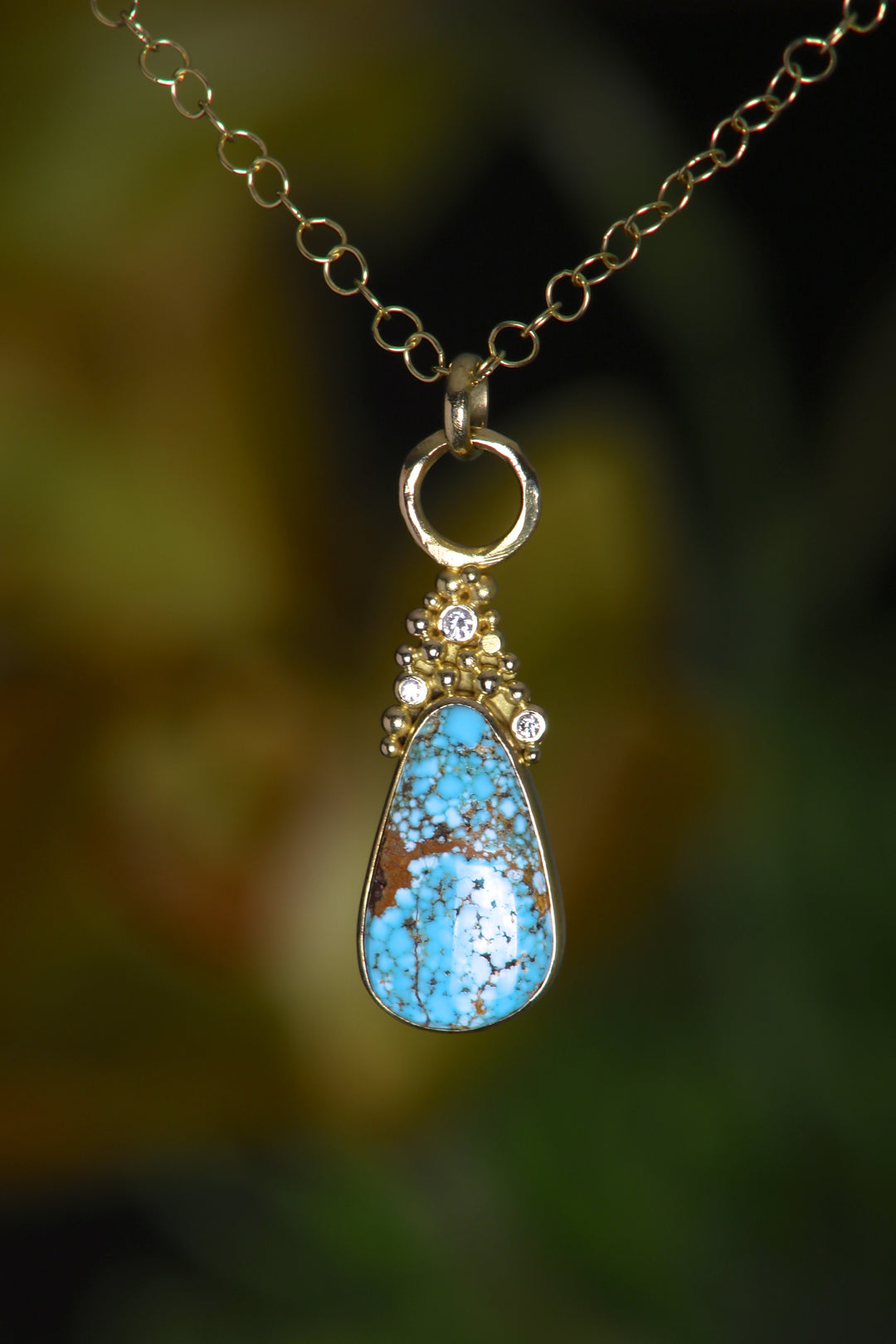 Turquoise Drop Pendant (08363) - Ormachea Jewelry
