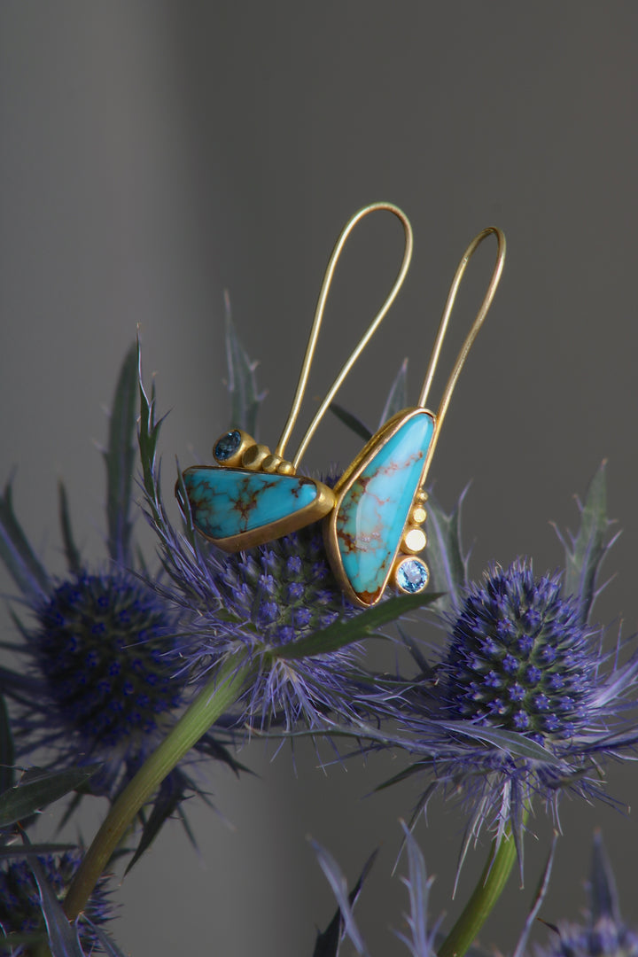Asymmetrical Turquoise Earrings (08360) - Ormachea Jewelry