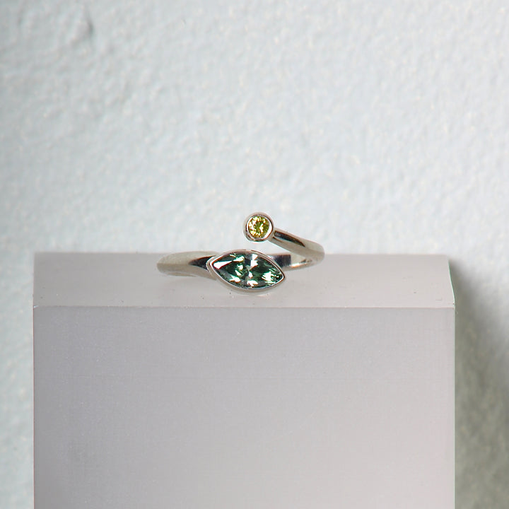 Marquise Cut Green Diamond Ring (08832)