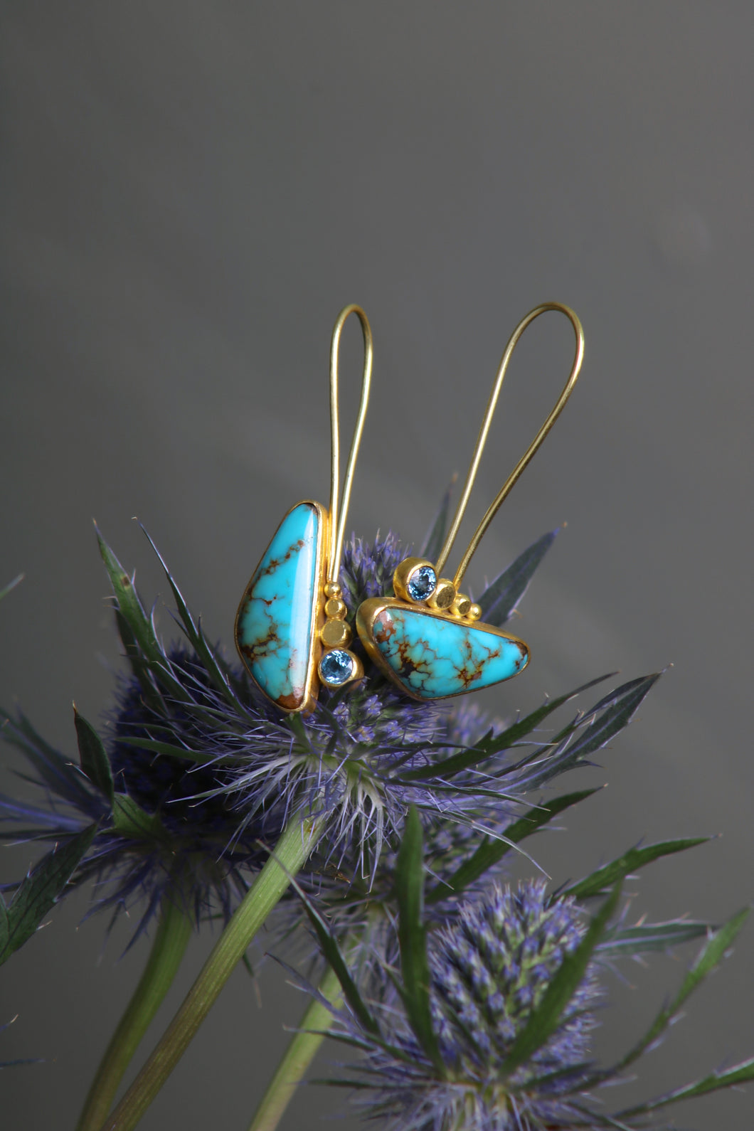 Asymmetrical Turquoise Earrings (08360) - Ormachea Jewelry