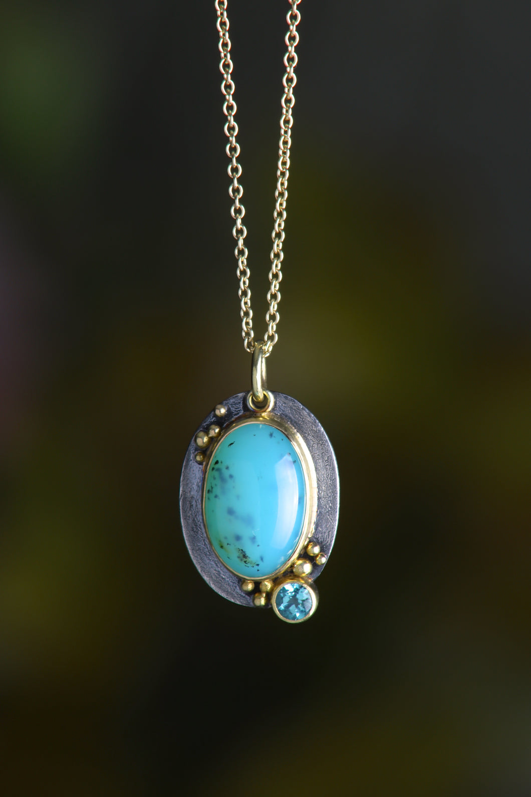 Peruvian Opal and Apatite Pendant (08378) - Ormachea Jewelry