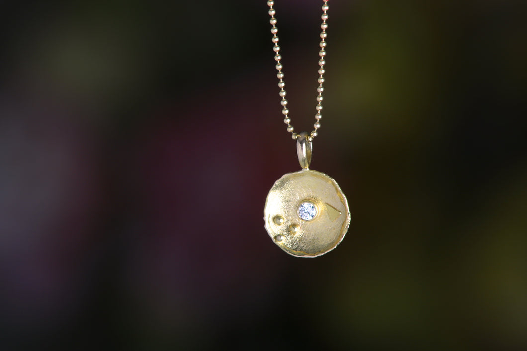 Gold Dish and Granule Pendant (08364) - Ormachea Jewelry