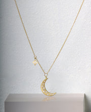 Load image into Gallery viewer, Crescent Moon and Star Charm Necklace (08826)
