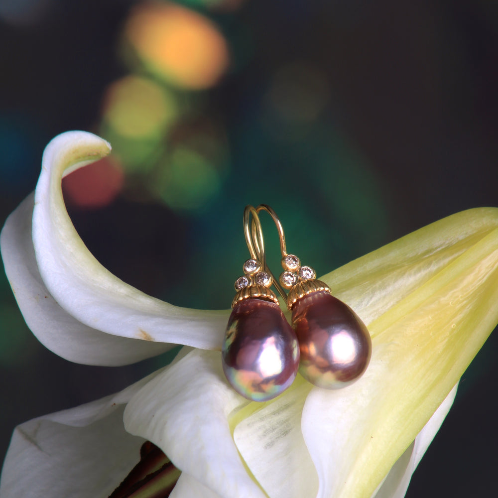 Pearl and Diamond Earring 07221 - Ormachea Jewelry