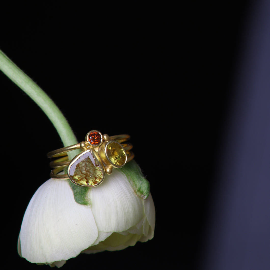 Three Band Yellow Diamond Ring (08471) - Ormachea Jewelry