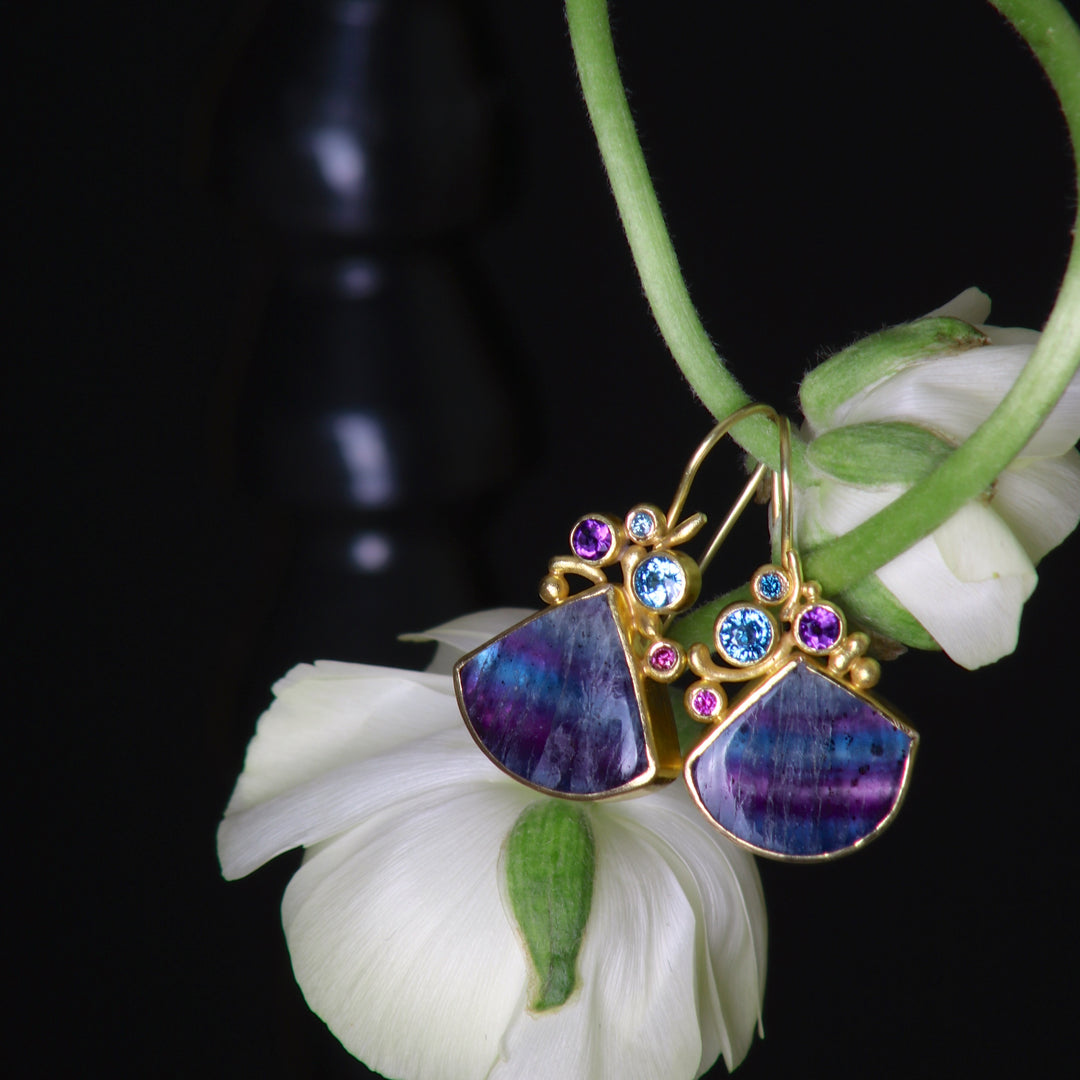 Rainbow Fluorite Earrings (08468) - Ormachea Jewelry