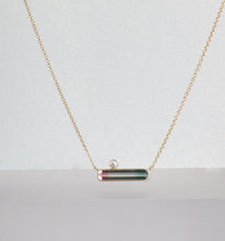 Load image into Gallery viewer, Bi-Colored Tourmaline Bar Necklace (08875)
