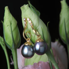 Load image into Gallery viewer, Tahitian Pearl and Diamond Earrings 07626 - Ormachea Jewelry

