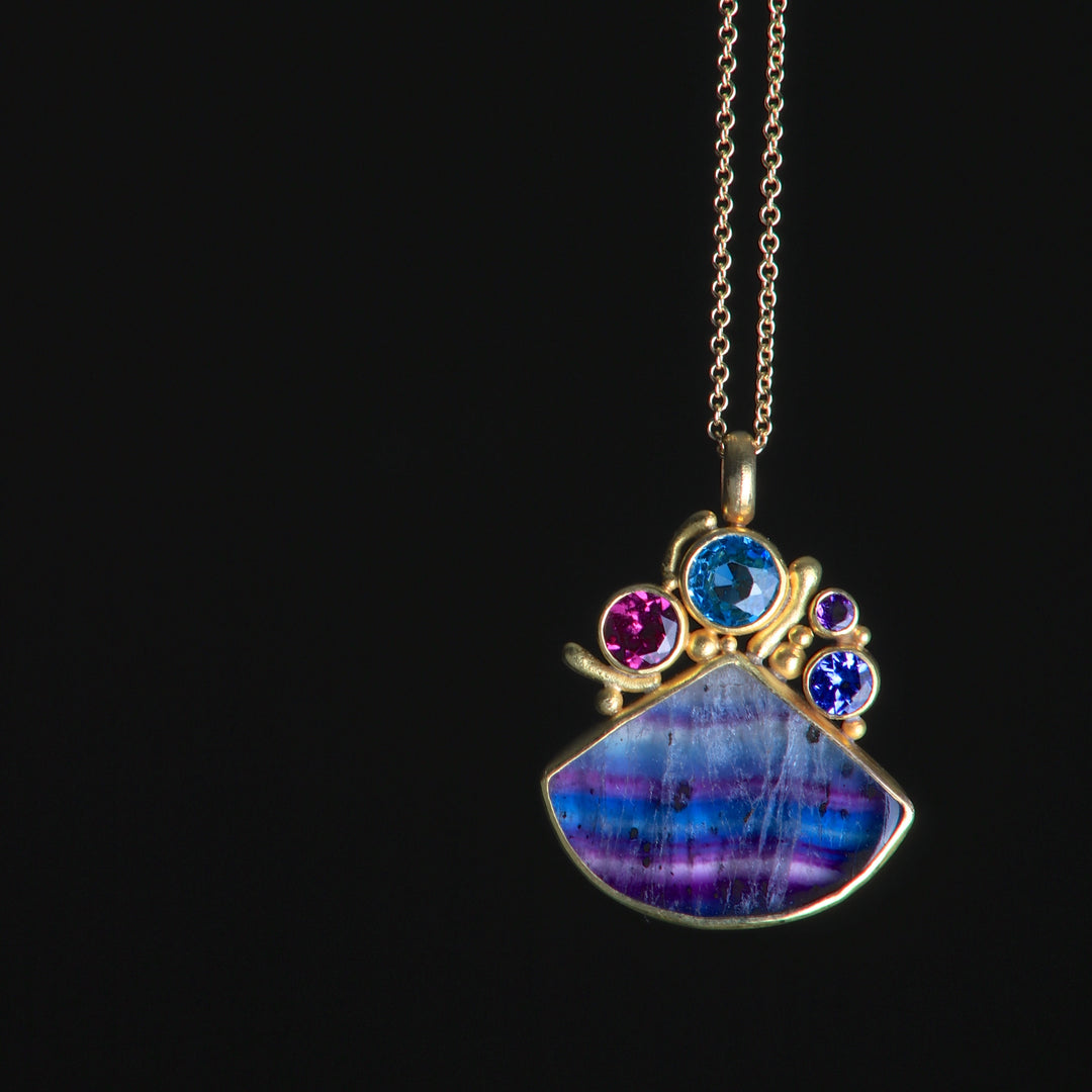 Rainbow Fluorite Pendant 07216 - Ormachea Jewelry