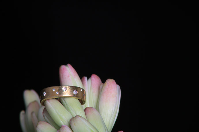 Whimsical set Diamonds Wedding Band (Squared) 07382 - Ormachea Jewelry