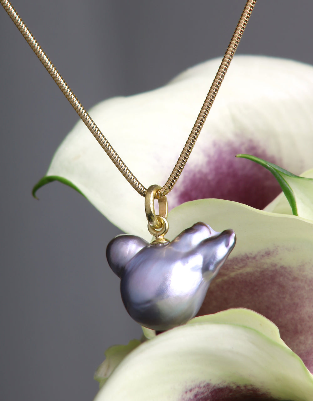 Baroque Bird Shaped Pearl Pendant (08476) - Ormachea Jewelry
