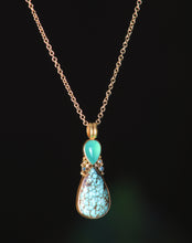Load image into Gallery viewer, Turquoise and Chrysoprase Drop Pendant 07430 - Ormachea Jewelry
