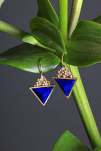 Load image into Gallery viewer, Lapis Pyramid with Diamonds Earrings 07627 - Ormachea Jewelry

