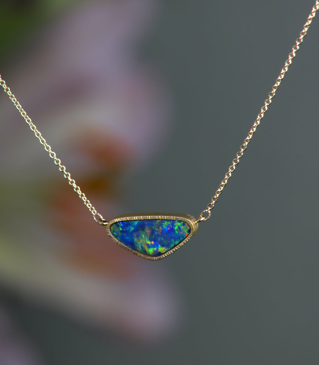 Horizontal Set Opal Necklace (08504) - Ormachea Jewelry