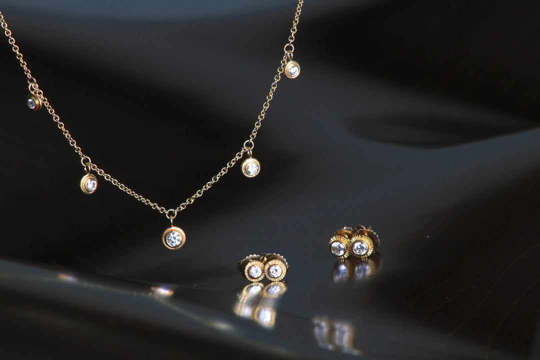 Diamond Stud Earrings (Smaller) 07695 - Ormachea Jewelry