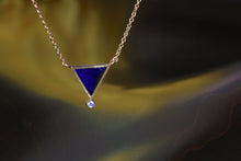 Load image into Gallery viewer, Lapis Pyramid Necklace with Diamond 07631 - Ormachea Jewelry
