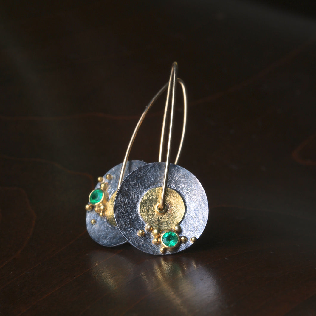 Emerald Mixed Metal Earrings 06735 - Ormachea Jewelry