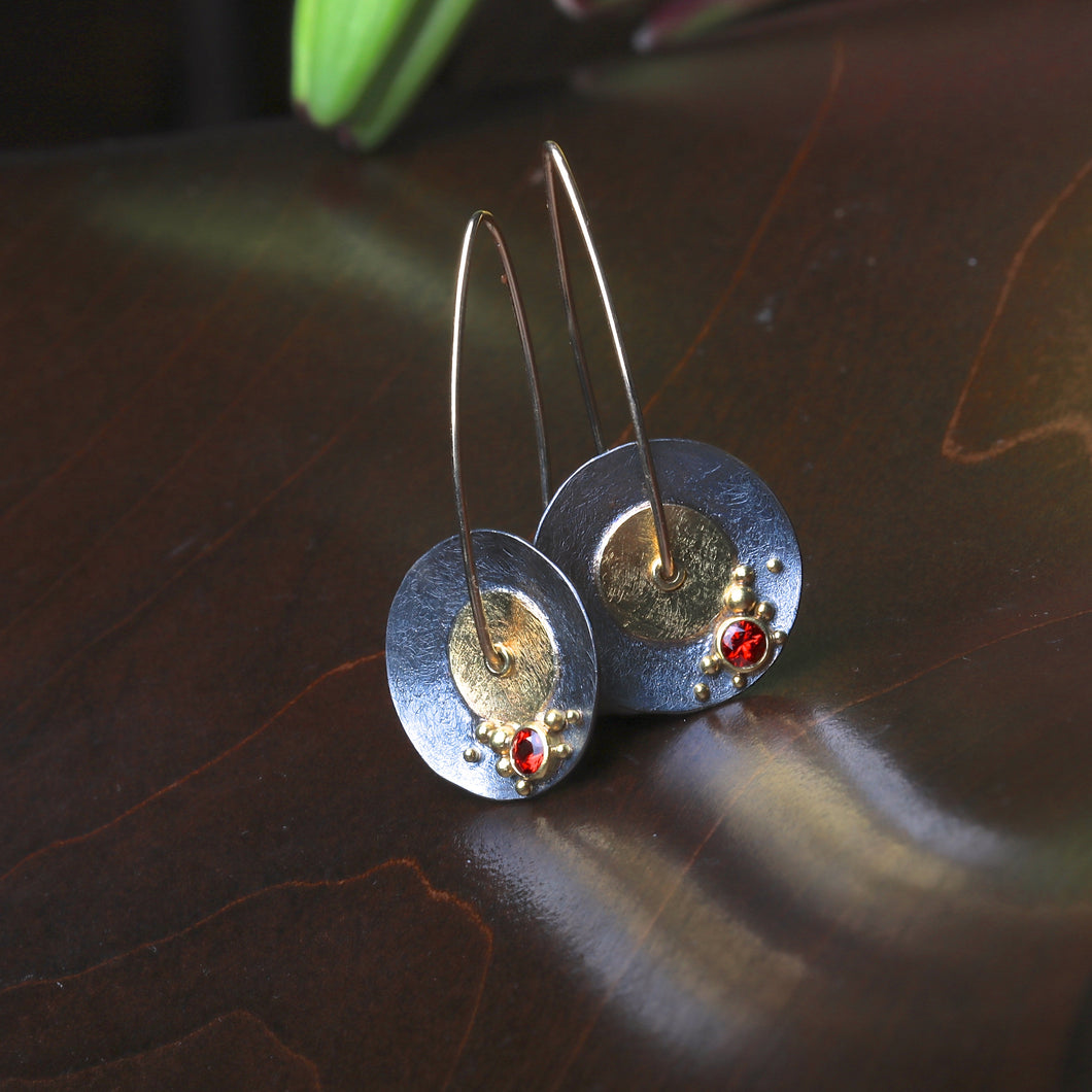 Sapphire Mixed Metal Earrings 06784 - Ormachea Jewelry