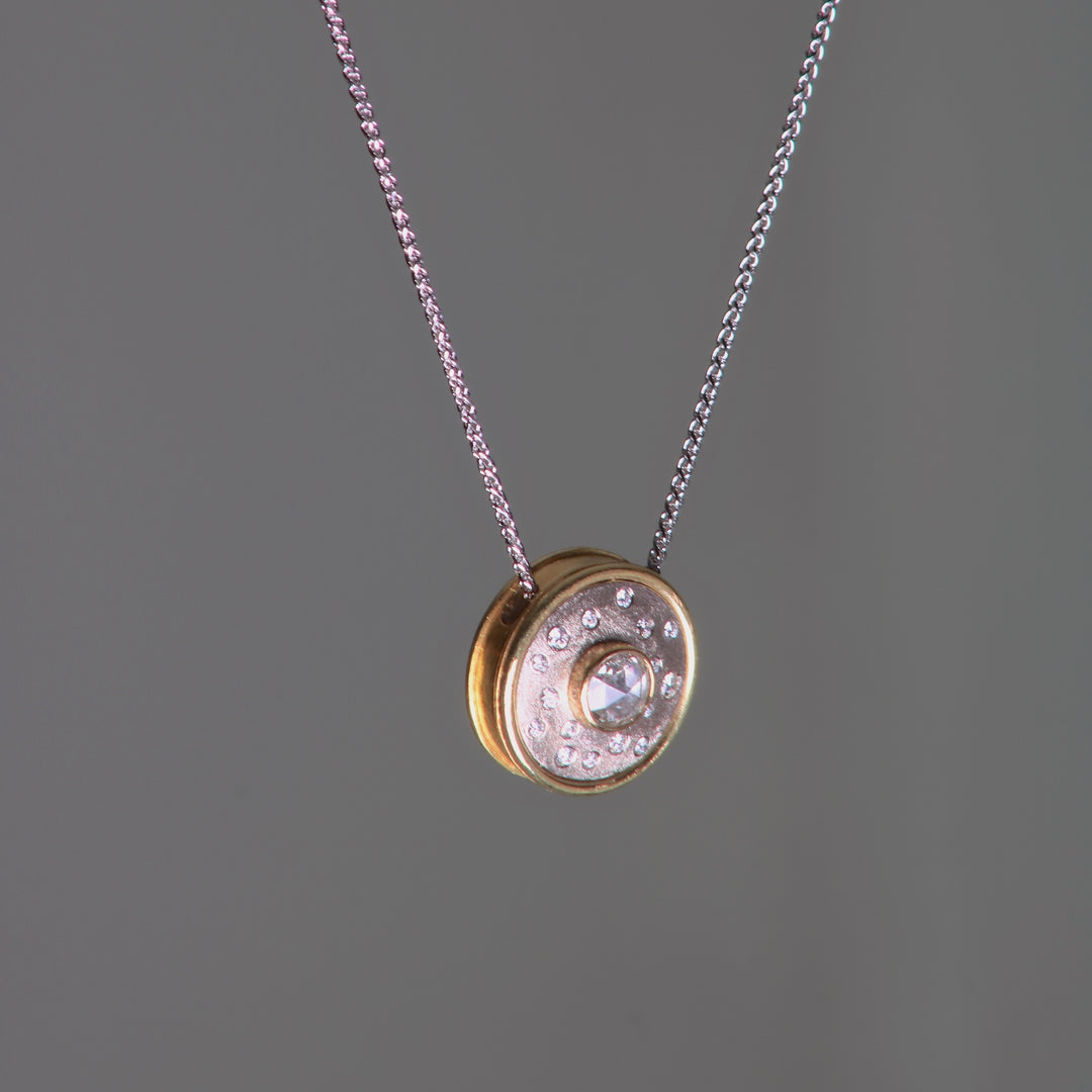White and Yellow Gold Pendant with Rose Cut Diamond 07700 - Ormachea Jewelry