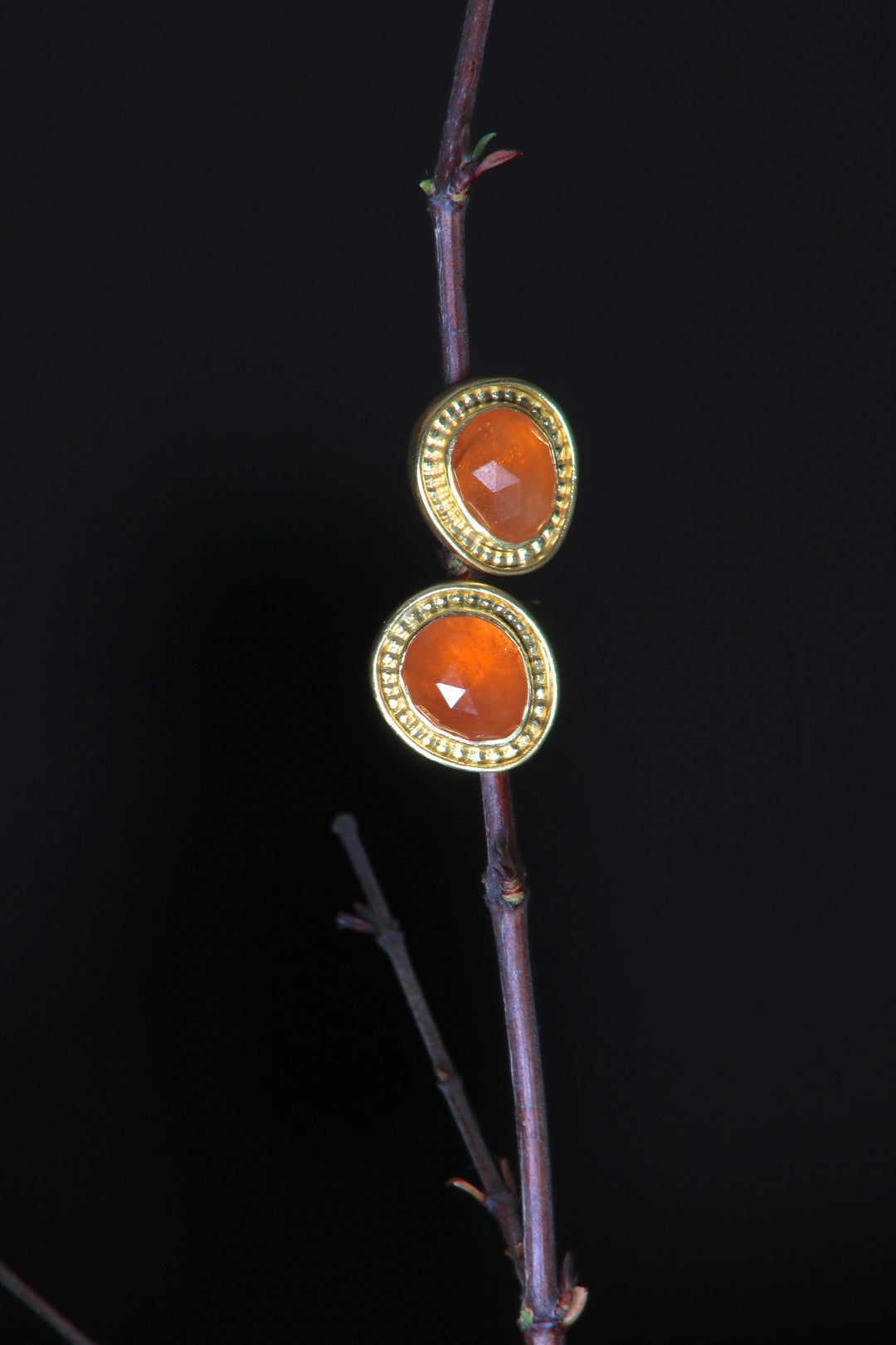 Rose Cut Spessartite Garnet Studs 07698 - Ormachea Jewelry