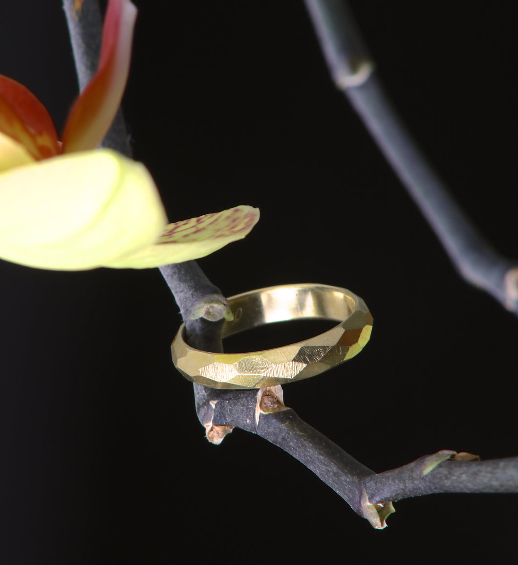 Yellow Gold Texture Band (08038) - Ormachea Jewelry
