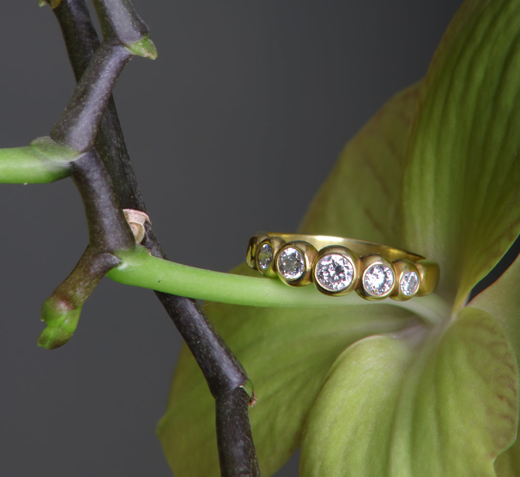 5 Diamond Yellow Gold Engagement Ring (08356) - Ormachea Jewelry