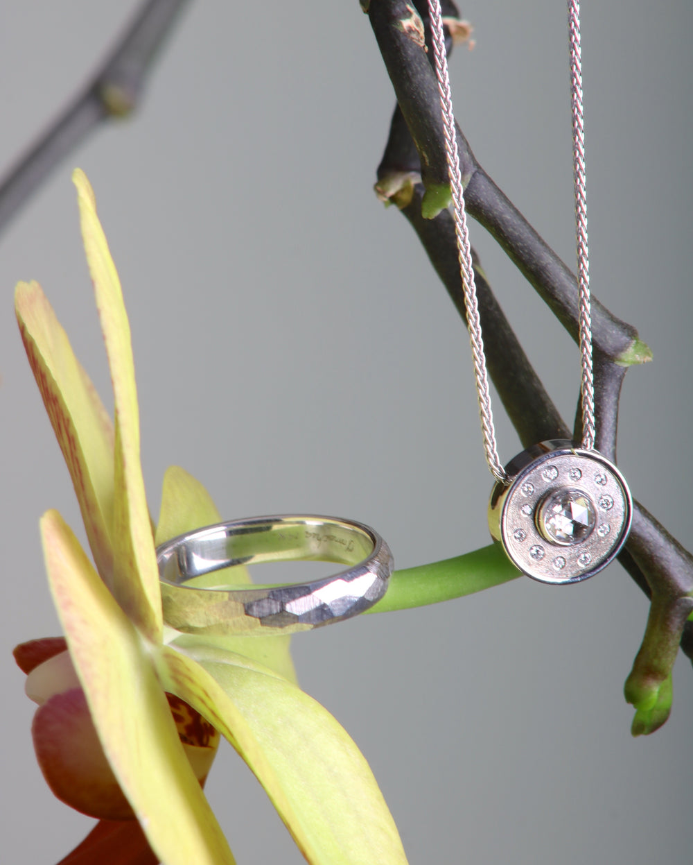 Rose Cut Diamond Necklace (08171) - Ormachea Jewelry