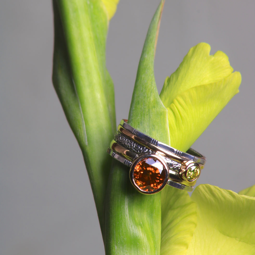 Golden Champagne Zircon Ring 07722 - Ormachea Jewelry
