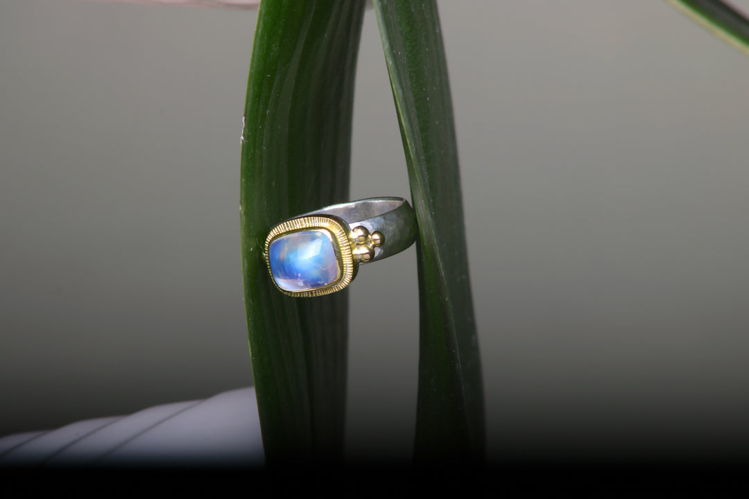 Cushion Cut Moonstone Ring (08537) - Ormachea Jewelry