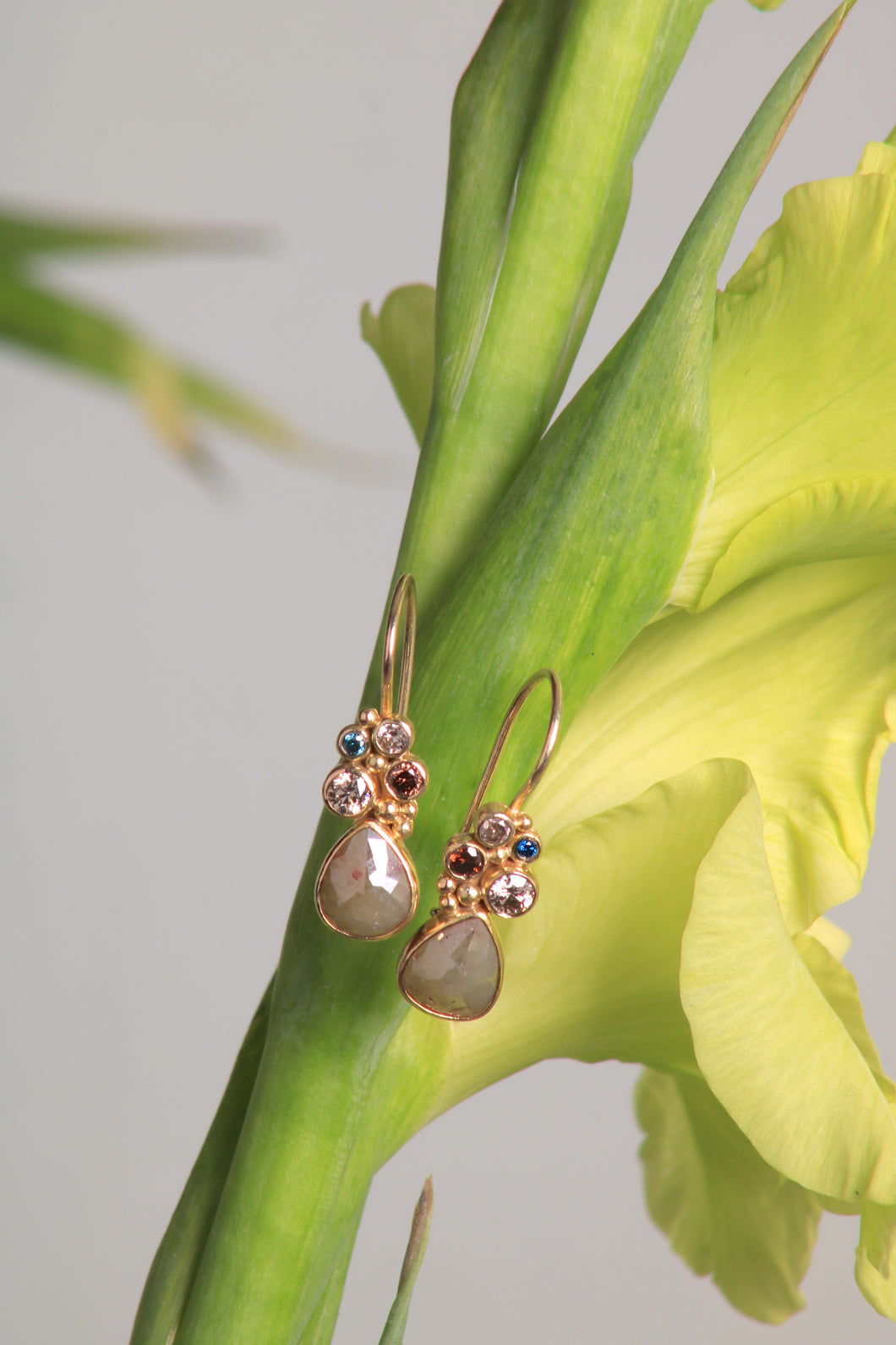 Rose Cut Diamond Earrings 07728 - Ormachea Jewelry