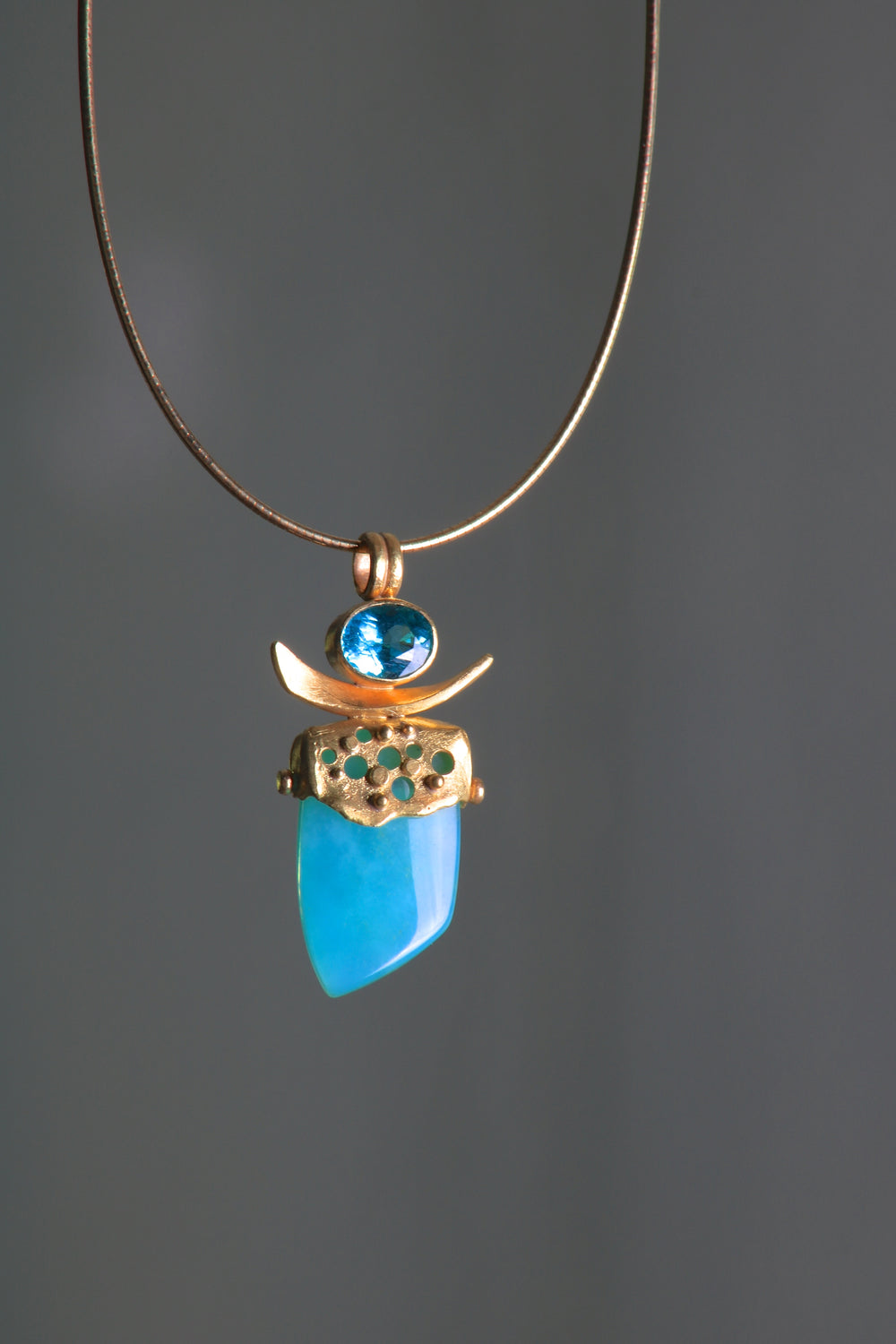 Peruvian Opal and Apatite Pendant 06999 - Ormachea Jewelry