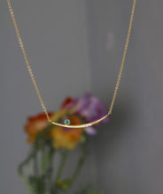 Load image into Gallery viewer, Curved Gold Bar and Emerald Necklace (09071)
